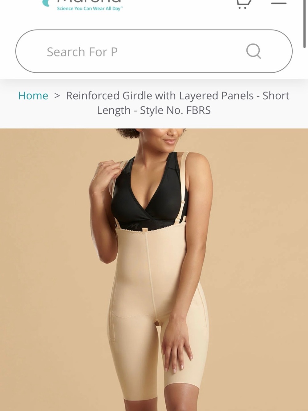 High-Waist Beige Short-Length Shapewear Girdle with Adjustable Straps